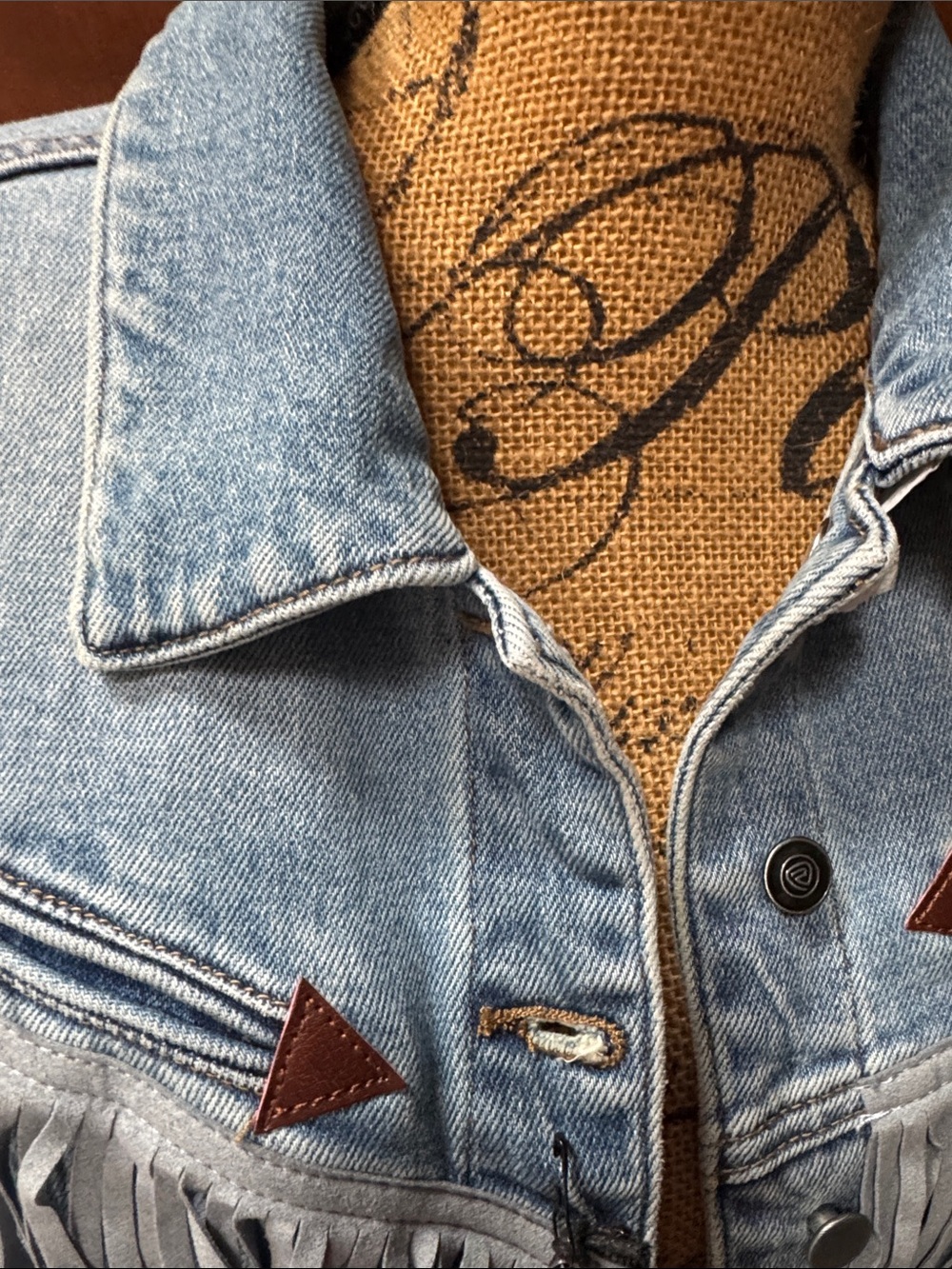 Women’s Fringe Denim Jacket - Light Blue Rock and Roll Denim - Picture 5 of 12
